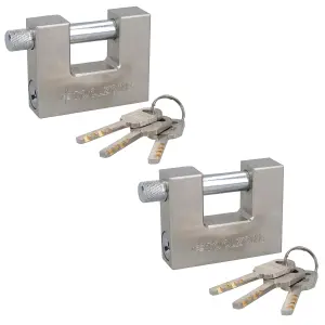 2 PACK 70mm Shutter Padlock Lock 3 keys Security Solid Shed Garage Storage