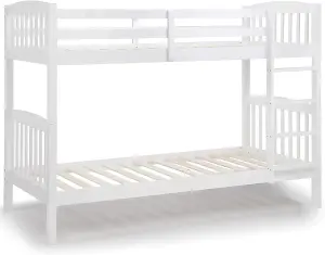 WHITE WOOD BUNK BED 3FT SINGLE HEAVY DUTY SPLIT INTO 2 SINGLE BEDS,SHAKER STYLE BUNKBED FOR KIDS CHILDREN