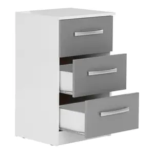 Marquitta 3 Drawer Bedside Table White/Grey