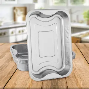 10 Pk Coppice Strong Aluminium Foil Trays for Baking, BBQ, Roasting & Grilling 29 x 19 x 5cm. Freezer, Microwave & Oven Safe