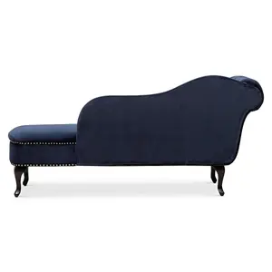 Right Hand Chaise Lounge in Velvet Navy Blue