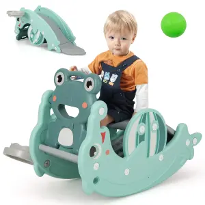 Costway 3-in-1 Kids Slide Rocking Horse Toy Set Indoor Kids Rocking Sliding Climbing Toy