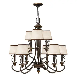 Elstead Plymouth 9 Light Multi Arm Chandelier Olde Bronze Finish, E14