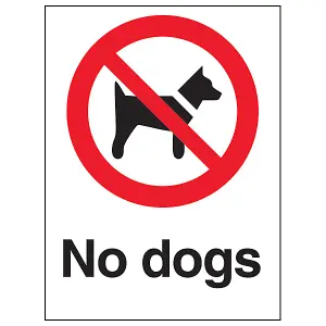 No Dogs Prohibition Deterrent Sign - Rigid Plastic - 200x300mm (x3)