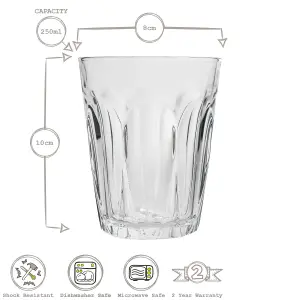 Duralex - Provence Drinking Glasses - 250ml Tumblers for Water, Juice - Pack of 6