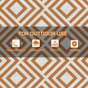 Outsunny Reversible Waterproof Outdoor Rug W/ Carry Bag, 182 x 274 cm, Brown