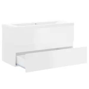 Berkfield Sink Cabinet with Built-in Basin High Gloss White Engineered Wood