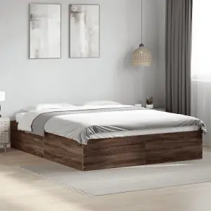 Berkfield Bed Frame without Mattress Brown Oak 150x200 cm King Size