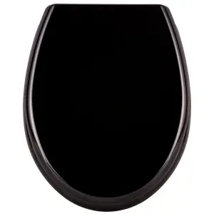 Toilet Seat - soft-close, durable hinges, easy to install, 45.5 x 38 x 5 cm - black