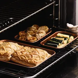 Cera Titanware One Shelf Baking Tray Set - 1 Large & 2 Small Carbon Steel Stackable Oven Trays with Non-Stick Coating