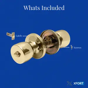 XFORT Tulip Privacy Knob Set Polished Brass, Door Knob with Lock