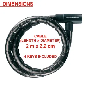 Master Lock Steel Cable lock (L)2m (Dia)22mm