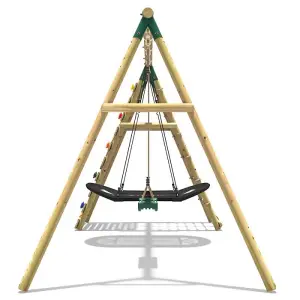 Rebo Wooden Swing Set with Up and Over Climbing Wall - Sage Green