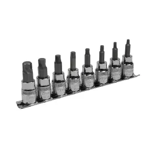 Sealey Hex Socket Bit Set Lock-On 8 Pieces 3/8" Square Drive - Imperial AK65603