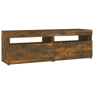 Berkfield TV Cabinet with LED Lights Smoked Oak 120x35x40 cm