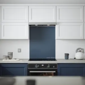 Laura Ashley Midnight Seaspray Glass Splashback, (H)750mm (W)600mm (T)6mm