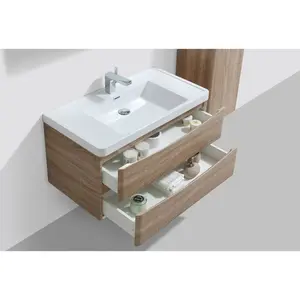 Stanhope 900mm Single Bathroom Vanity with Integrated Stone Basin Light Oak