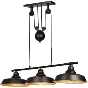 Garwarm 3-Light Pulley Pendant Light with Metal Shade and Adjustable Height