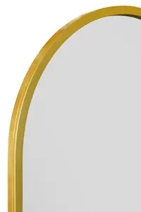 MirrorOutlet Arcus - Gold Metal Framed Arched Garden Wall Mirror 47" X 23.5" (120CM X 60CM)