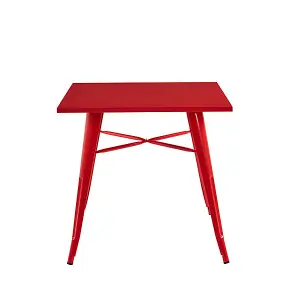 Outdoor Garden Table - Metal - L80 x W80 x H76 cm - Red