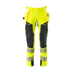 Mascot Accelerate Safe Trousers with Holster Pockets - Hi-Vis Yellow/Dark Navy   (52.5) (Leg Length - Regular)