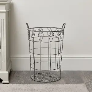 Melody Maison Ornate Rustic Grey Laundry Storage Basket - 55cm