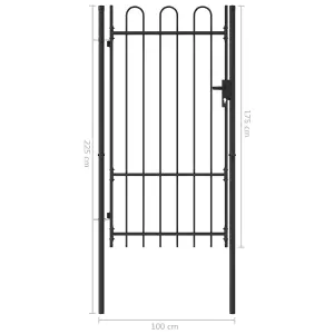 Berkfield Fence Gate Single Door with Arched Top Steel 1x1.75 m Black