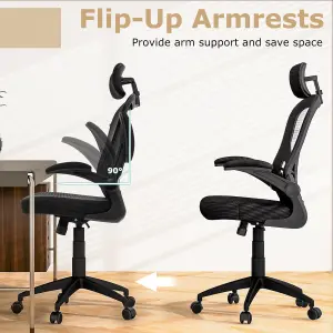 COSTWAY Height Adjustable Mesh Office Chair with Headrest