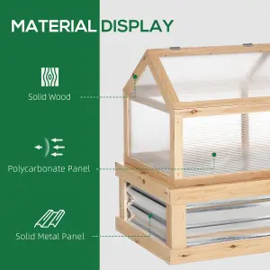 Outsunny Raised Garden Bed Kit Wooden Cold Frame Planter Protection Natural