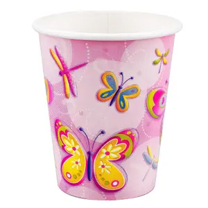 Unique Party Paper Butterfly & Dragonfly Party Cup (Pack of 8) Pink/Yellow/White (One Size)