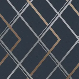 Superfresco Easy Navy Geometric Textured Wallpaper Sample