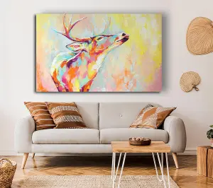 The Stag Looking Ahead Canvas Print Wall Art - Medium 20 x 32 Inches