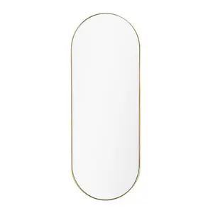 Chaya Metal Flat Wall Mirror Satin Brass / 152cm H x 56cm W