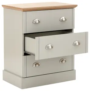 GFW Kendal 3 Drawer Chest Grey