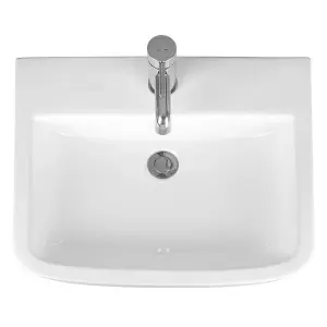 Rinse Bathrooms Designer 555mm White Bathroom Ceramic Basin Sink & Full Pedestal