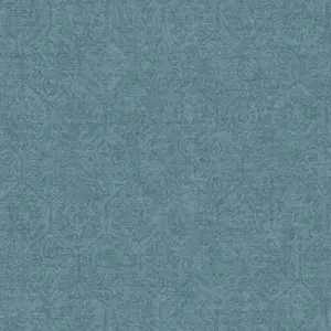 Galerie Havana Blue Floral Geometric Textured Wallpaper