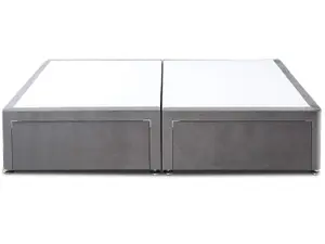 Grandeur Platform Top Divan Bed Base Only 4FT6 Double 2 Drawers End- Plush Light Silver