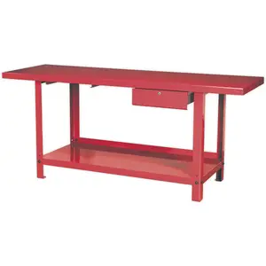 Durable 2m Steel Workbench with Lockable Drawer and Bottom Shelf Storage