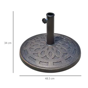 Outsunny 14kg Round Garden Parasol Base Decorative Resin Market Umbrella Stand