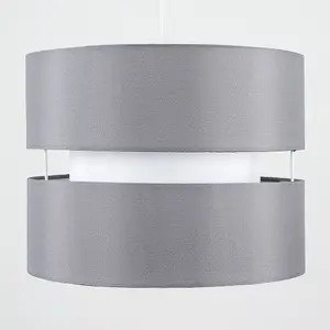 ValueLights Sophia Modern 2 Tier Grey Cylinder Ceiling Pendant Light Shade