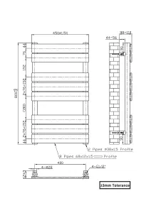 Rinse Heated Towel Rail Radiator For Bathroom Ladder Flat Panel Chrome 800x450mm