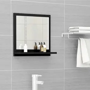 Berkfield Bathroom Mirror Black 40x10.5x37 cm Engineered Wood