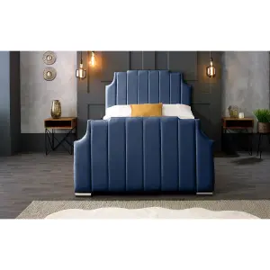 Nelson Plush Velvet Blue Bed Frame