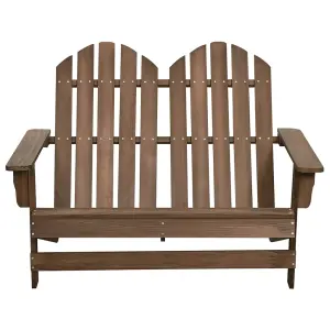 Berkfield 2-Seater Garden Adirondack Chair Solid Fir Wood Brown