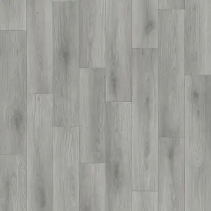 Grey Modern Wood Effect Anti-Slip Vinyl Flooring for Home, Shops, Offices, 5.0mm Thick Vinyl Sheet-7m(23') X 2m(6'6")-14m²