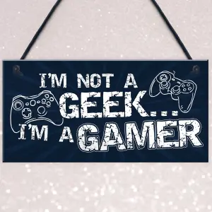 Red Ocean Gamer Novelty Gifts Hanging Plaque Gamer Door Sign Bedroom Accessories Gift For Dad Brother