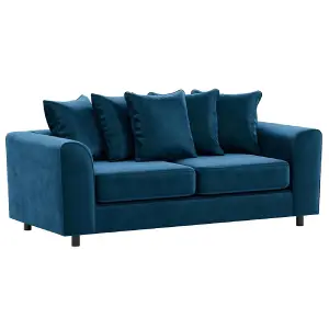 Brooklyn Plush Velvet Fabric 3 Seater sofa Foam Blue