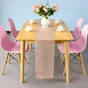 Neel Blue 29cm x 275cm Plain Hessian Table Runner, Blush Pink