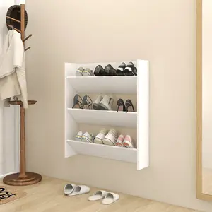 Berkfield Wall Shoe Cabinet White 80x18x90 cm Engineered Wood