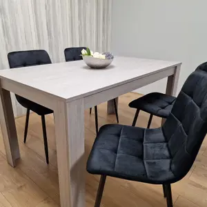 Dining Table and 4 Chairs Grey 4  Black Velvet Chairs Wood Dining Set Furniture